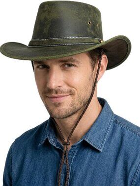 Shapeable Leather Cowboy Hat | Versatile Outback Style for Men & Women